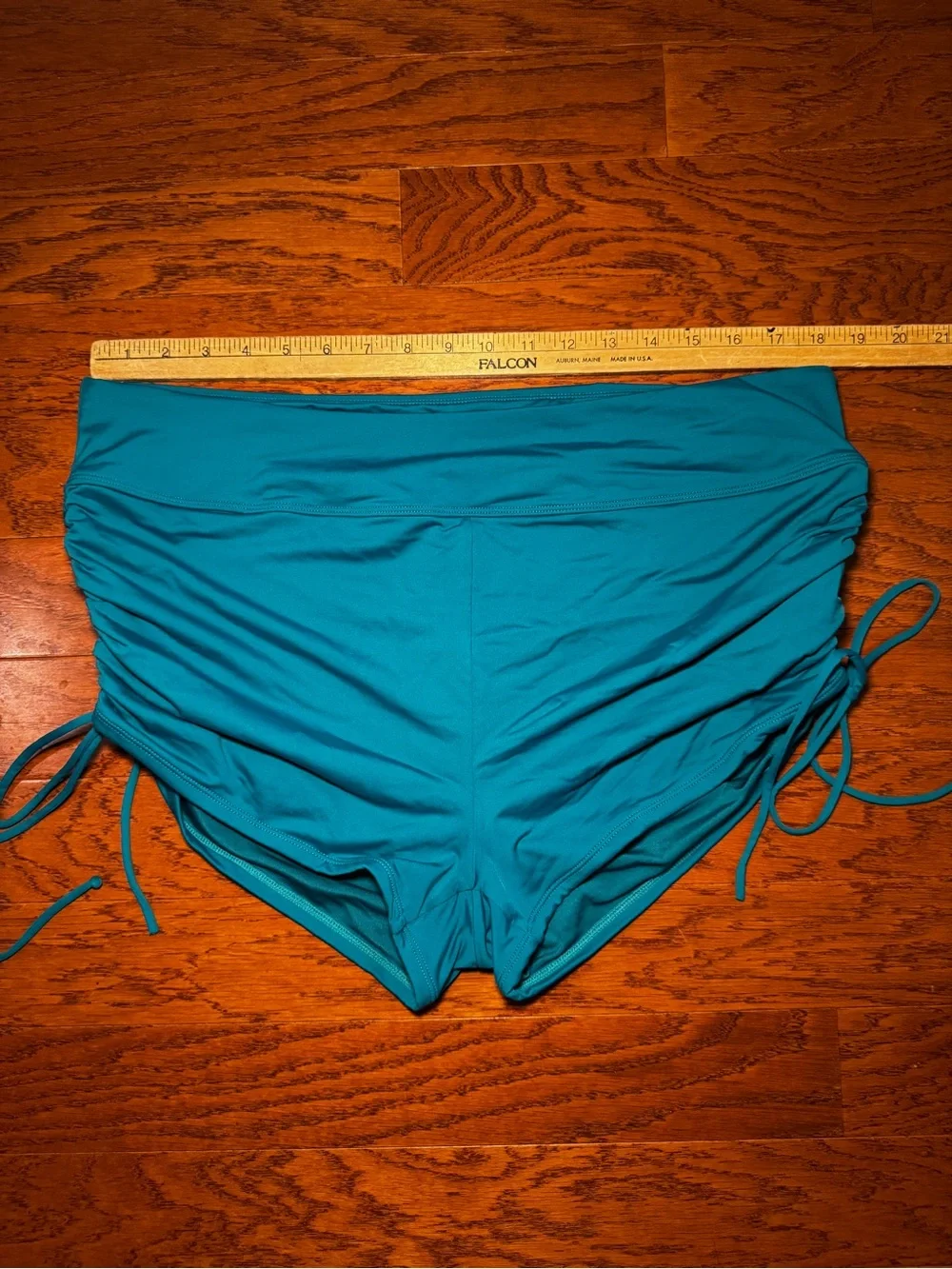 Beach House Women’s Plus Size 18W Blake Teal Adjustable Side Tie Swim Shorts